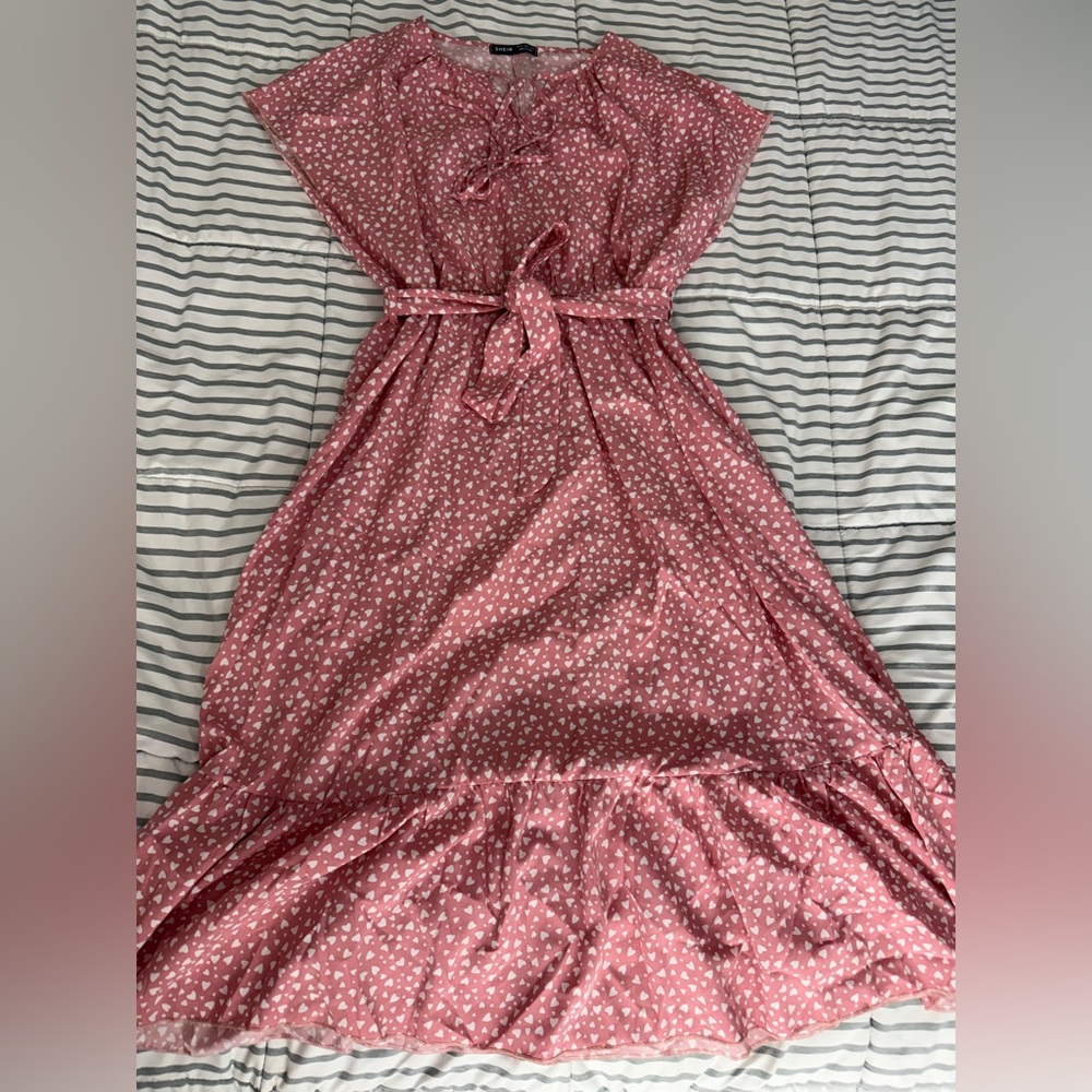 SHEIN Pink Heart Print Dress NWOT